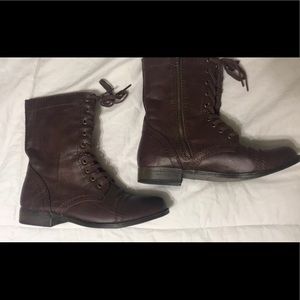 Brown combat boots
